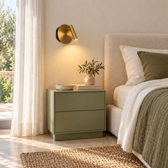 Applique per comodino camera da letto rotonda moderna oro led 2w 3000k ricaricabile