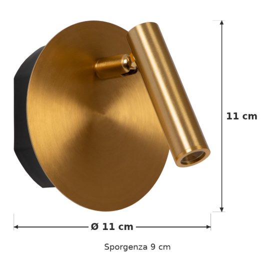 Applique per comodino camera da letto rotonda moderna oro led 2w 3000k ricaricabile