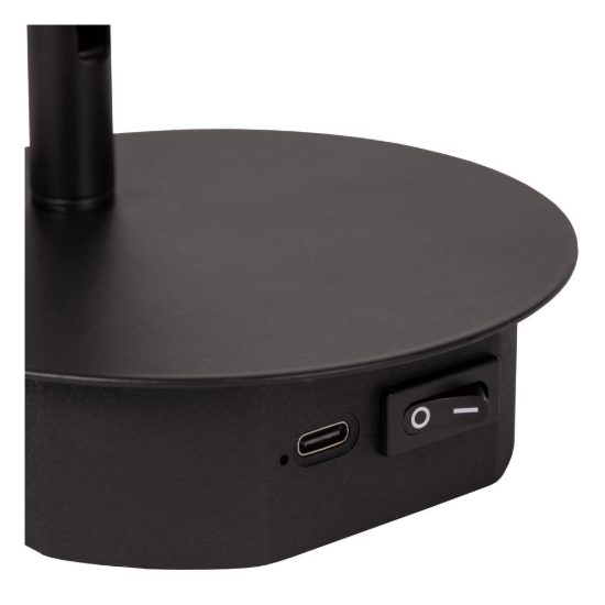 Applique per comodino camera da letto rotonda moderna nero led 2w 3000k ricaricabile