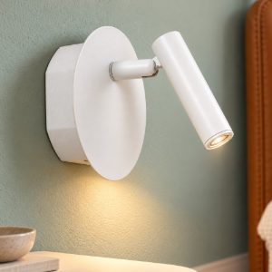 Applique per comodino camera da letto rotonda moderna bianco led 2w 3000k ricaricabile