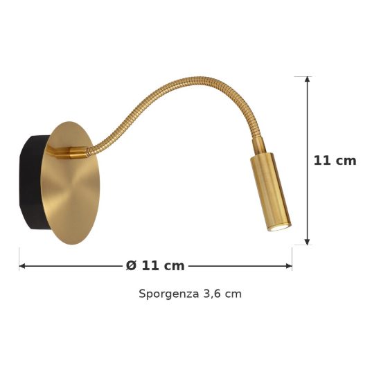 Applique per comodino camera da letto a braccio flessibile moderna oro led 2w 3000k ricaricabile