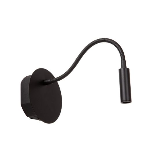 Applique per comodino camera da letto a braccio flessibile moderna nero led 2w 3000k ricaricabile