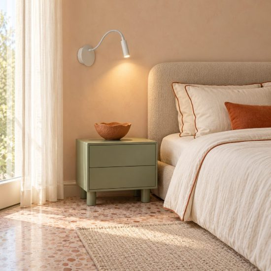 Applique per comodino camera da letto a braccio flessibile moderna bianco led 2w 3000k ricaricabile