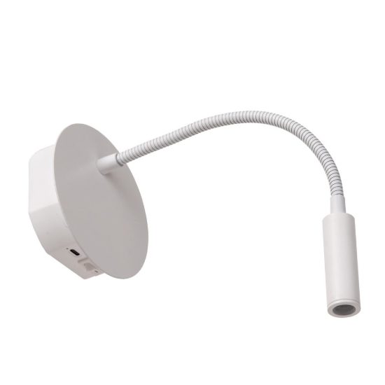 Applique per comodino camera da letto a braccio flessibile moderna bianco led 2w 3000k ricaricabile