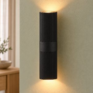 Applique 2 luci a cilindro per soggiorno moderna nero