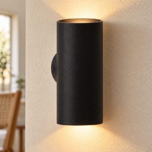 Applique 2 luci grande a cilindro per soggiorno moderna nero