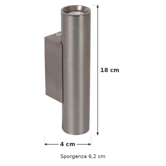 Applique 2 luci a cilindro per sala da pranzo moderna grigio ferro