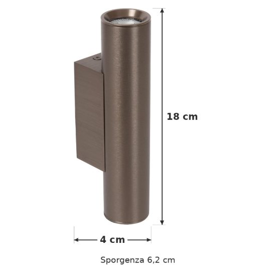 Applique 2 luci a cilindro per salotto moderna caffe