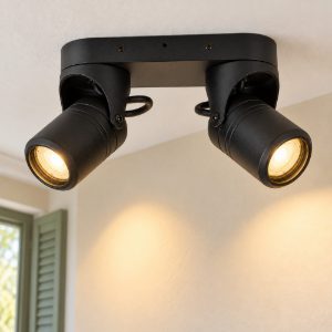 Plafoniera da esterno con 2 faretti orientabili moderna nero ip44