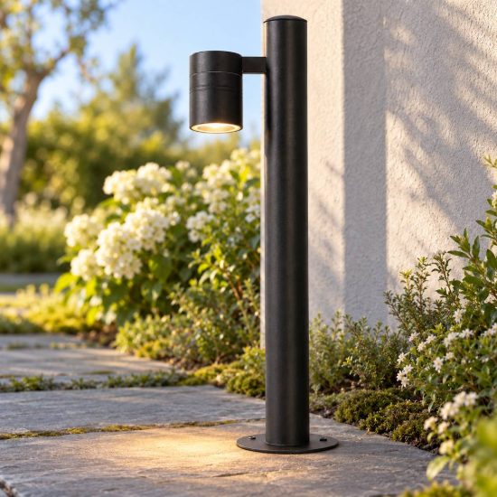 Paletto da giardino a cilindro moderno nero led 5w 2700k ip44
