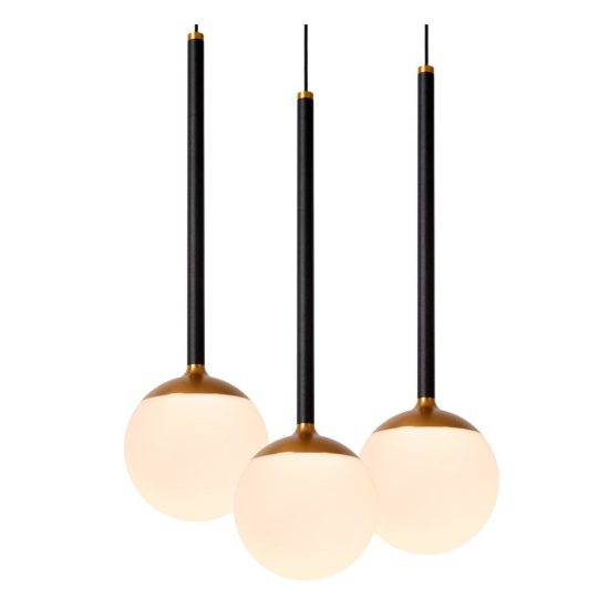 Lampadario con 5 pendenti a cascata per sala da pranzo nero opalino led 41w cct 2200k 2700k 3300k