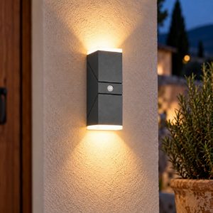 Applique da esterno led 14w 3000k antracite con sensore di movimento