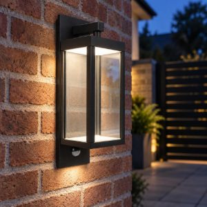 Applique da esterno a lanterna antracite led 13w 3000k ip54 con sensore di movimento crepuscolare