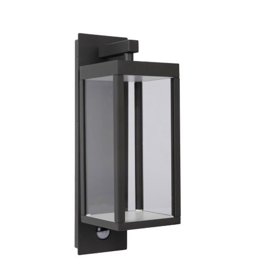 Applique da esterno a lanterna antracite led 13w 3000k ip54 con sensore di movimento crepuscolare