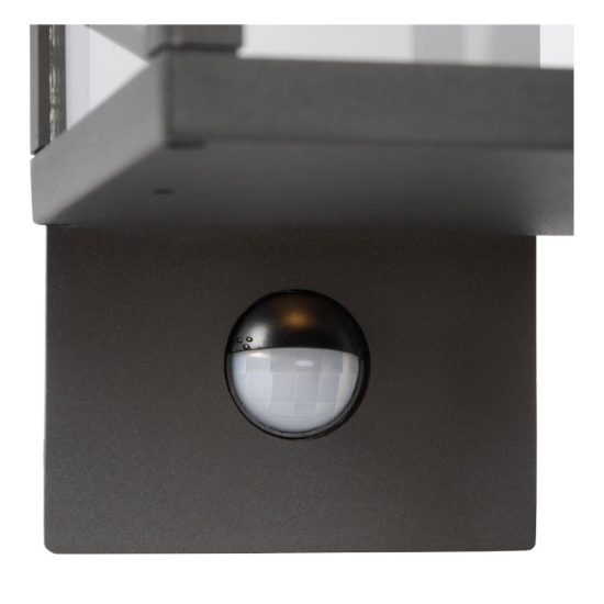 Applique da esterno a lanterna antracite led 13w 3000k ip54 con sensore di movimento crepuscolare