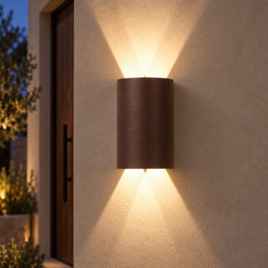 Applique da esterno semicilindrica moderna marrone ruggine led 4,8w 2700k ip54