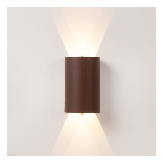 Applique da esterno semicilindrica moderna marrone ruggine led 4,8w 2700k ip54