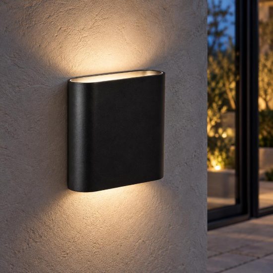 Applique da esterno ovale contemporanea nero led 10w 2700k ip65