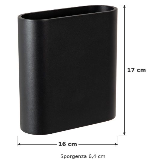 Applique da esterno ovale contemporanea nero led 10w 2700k ip65