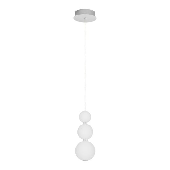 Lampada a sospensione led 11w 3000k dimmerabile per cucina moderna cromo e opale