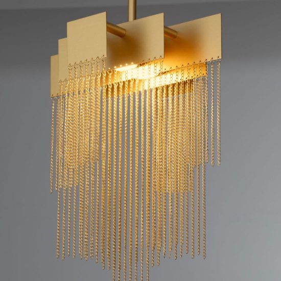 Lampadario a sospensione con pendenti led 8w 3000k dimmerabile per ingresso oro spazzolato
