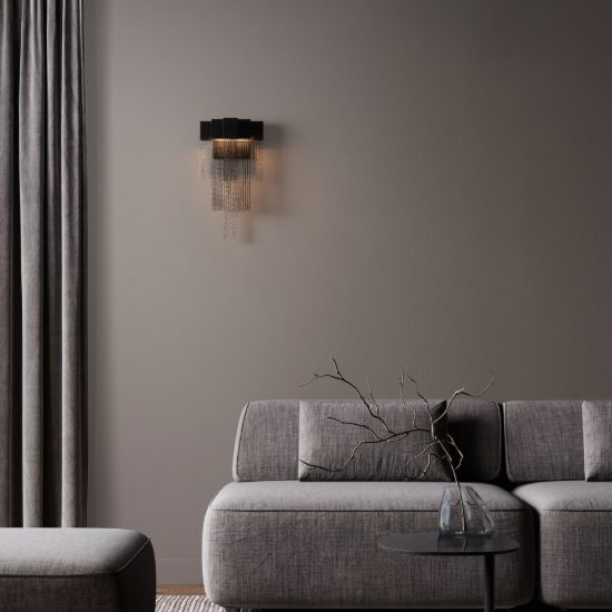 Applique da parete led 8w 3000k dimmerabile per soggiorno moderna nera opaca