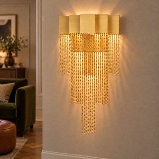 Applique da parete led 8w 3000k dimmerabile per soggiorno contemporanea oro spazzolato