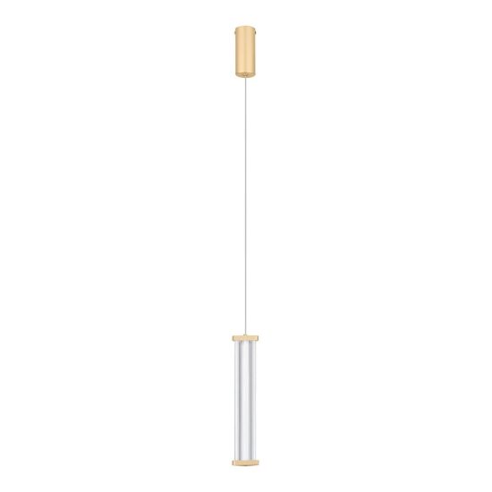 Lampada a sospensione led 6w 2700k dimmerabile per cucina contemporanea trasparente e oro spazzolato