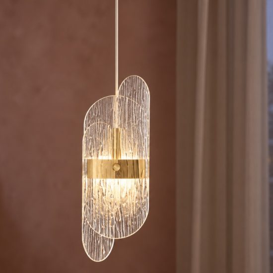 Lampada a sospensione led 9w 2700k dimmerabile per camera da letto contemporanea oro ottone