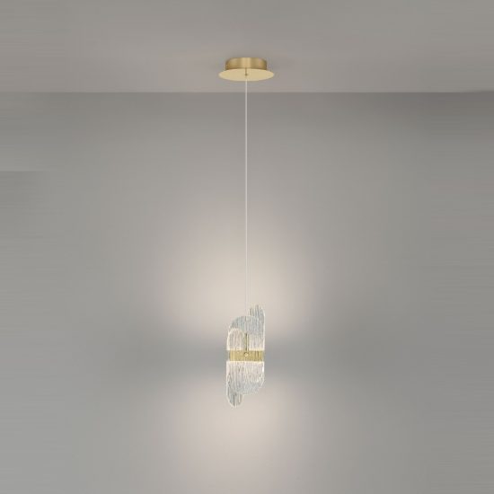 Lampada a sospensione led 9w 2700k dimmerabile per camera da letto contemporanea oro ottone