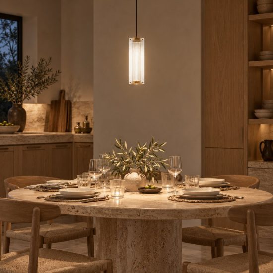 Lampada a sospensione led 7w 3000k dimmerabile per cucina contemporanea ottone anticato