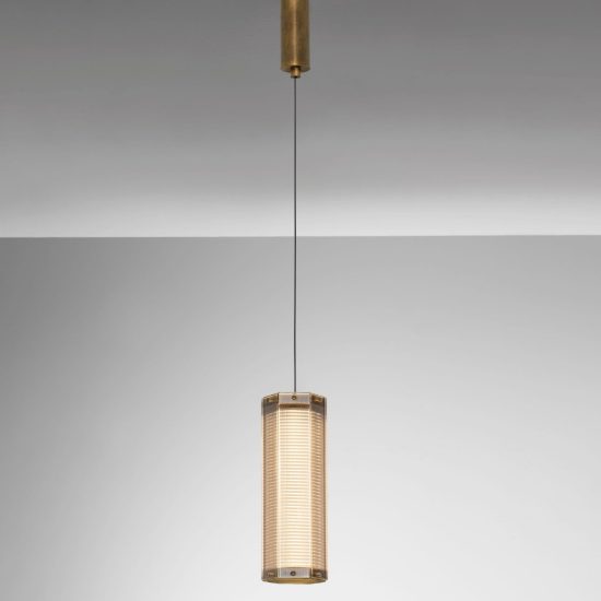Lampada a sospensione led 7w 3000k dimmerabile per cucina contemporanea ottone anticato