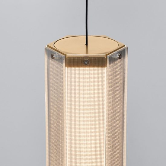 Lampada a sospensione led 7w 3000k dimmerabile per cucina contemporanea ottone anticato