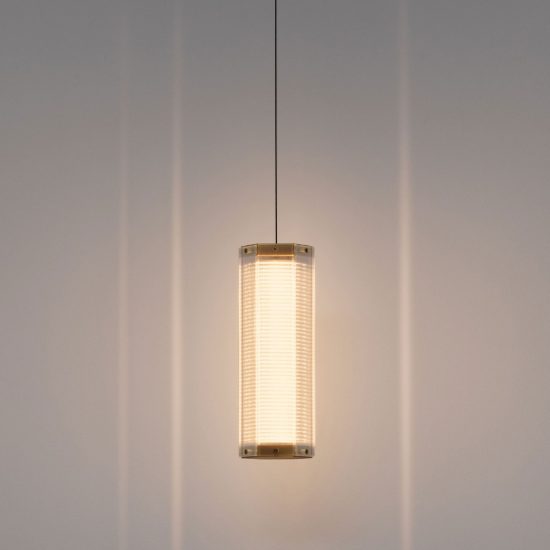 Lampada a sospensione led 7w 3000k dimmerabile per cucina contemporanea ottone anticato