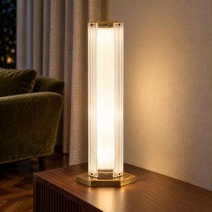 Lampada da tavolo led 11w 3000k per soggiorno contemporanea ottone anticato
