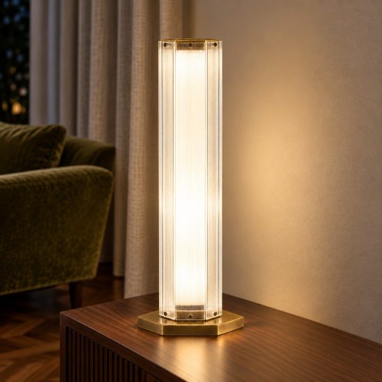 Lampada da tavolo led 11w 3000k per soggiorno contemporanea ottone anticato