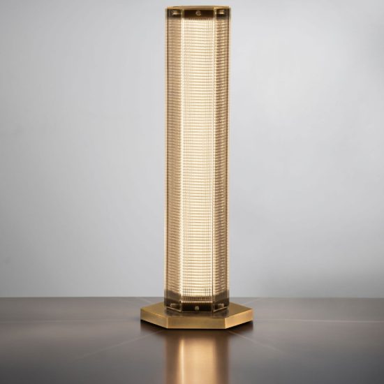 Lampada da tavolo led 11w 3000k per soggiorno contemporanea ottone anticato