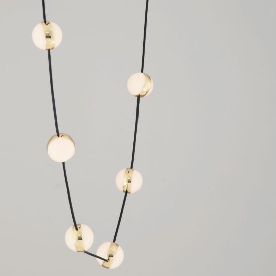 Lampadario a sospensione con pendenti led 46w 3000k dimmerabile per soggiorno nero e oro