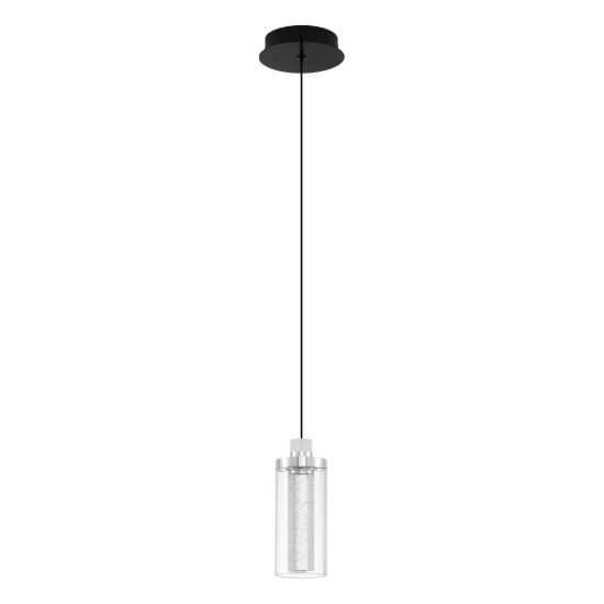 Lampada a sospensione led 9w 3000k per cucina moderna nera sabbiata e cromo