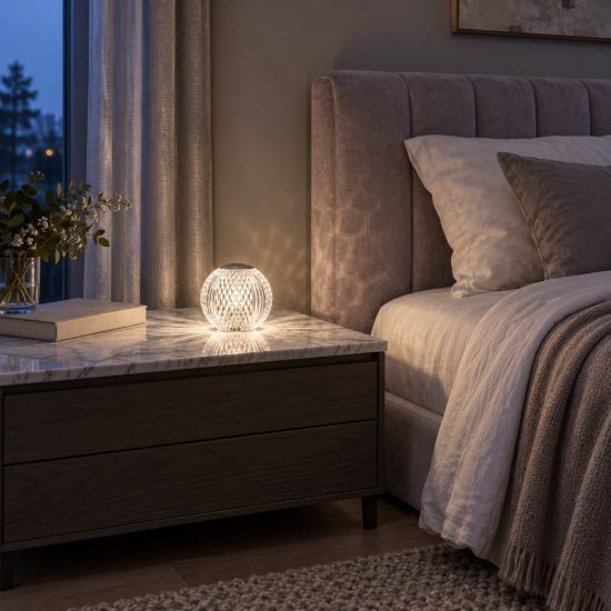 Abat-jour led 1,5w 3200k ricaricabile per comodino classico cromo