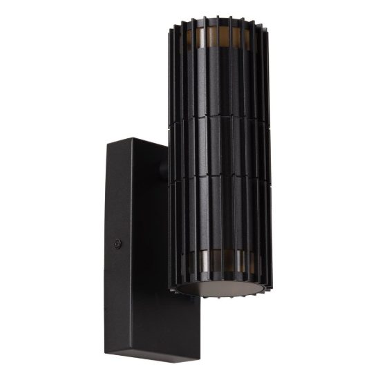 Applique da esterno biemissione a cilindro rigato nero ip44