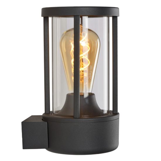 Applique da esterno a cilindro moderna antracite ip44 con sensore crepuscolare