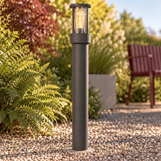 Paletto da giardino a cilindro moderno antracite ip44 con sensore crepuscolare