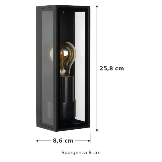 Applique da esterno a lanterna rettangolare moderna nero ip65