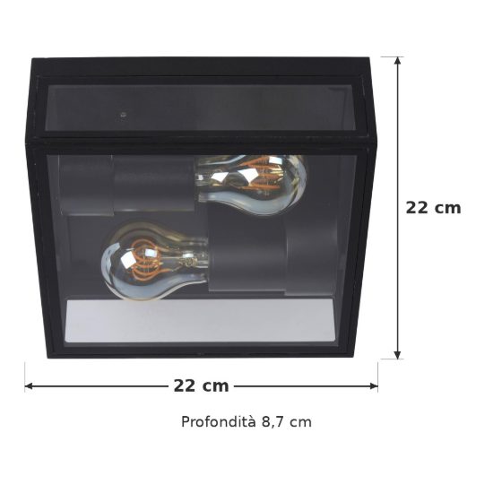 Plafoniera da esterno quadrata moderna nero ip65