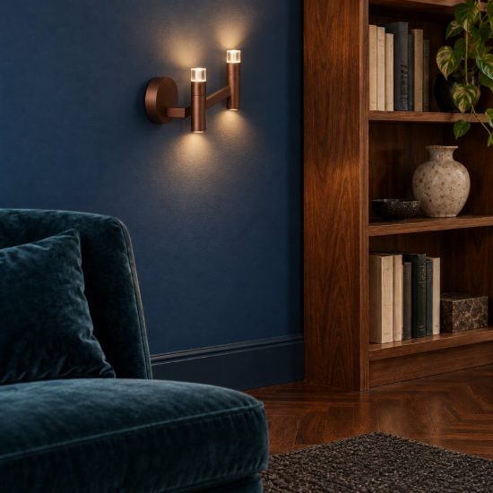 Applique 2 luci per soggiorno contemporanea caffe led 6w 2700k
