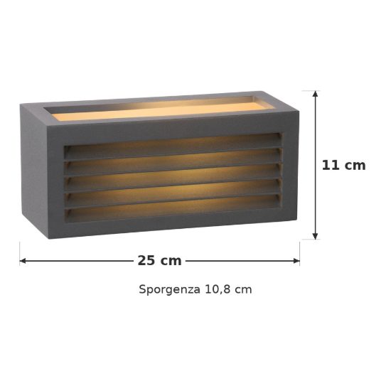 Applique da esterno rettangolare moderna antracite ip54