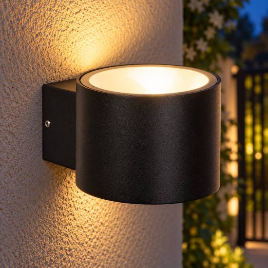 Applique da esterno a tamburo moderna nero ip54