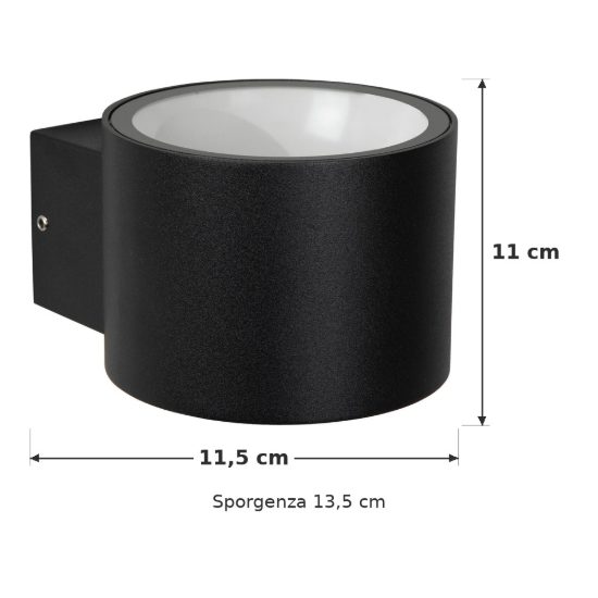 Applique da esterno a tamburo moderna nero ip54