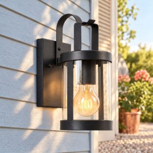 Applique da esterno a lanterna moderna nero ip23